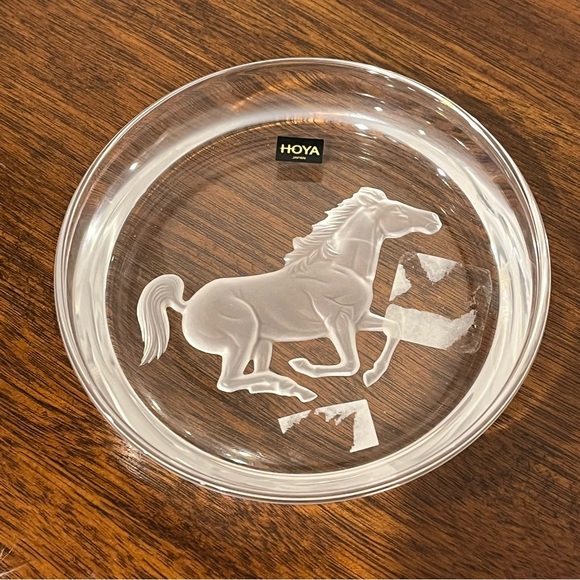 Hoya Other - Hoya Etched Crystal Intaglio Prancing Horse Wine Bottle Coaster or Plate